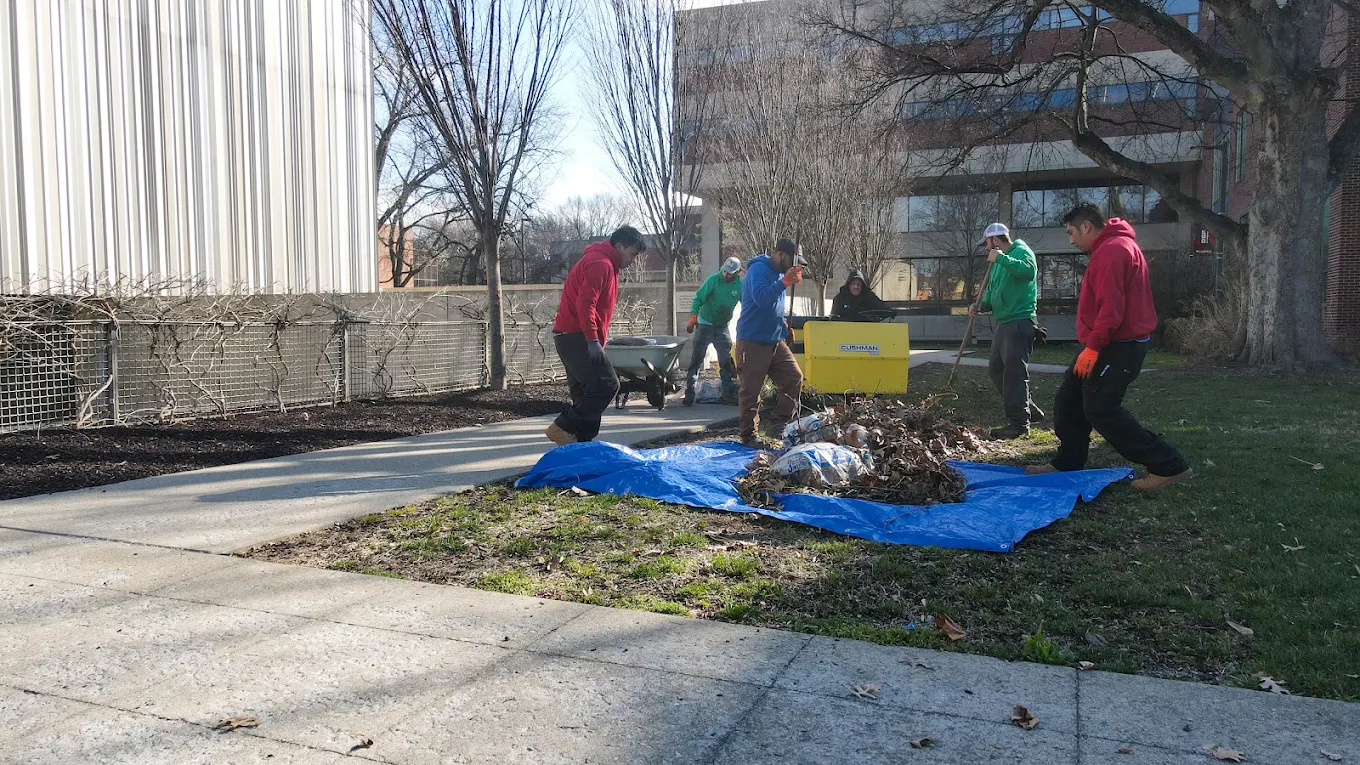Lex crew working on commercial landscape beds
